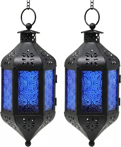 Vista 35 de Vela Lanterns Farol portavelas decorativo marroquí colgante de 11.5 pulgadas, portavelas para interiores y exteriores, para patio, porche, ramadán