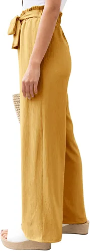 Vista 4 de NIMIN Pantalones de pierna ancha para mujer, cintura alta, pantalones casuales de negocios, pantalones de trabajo, pantalones sueltos y fluidos