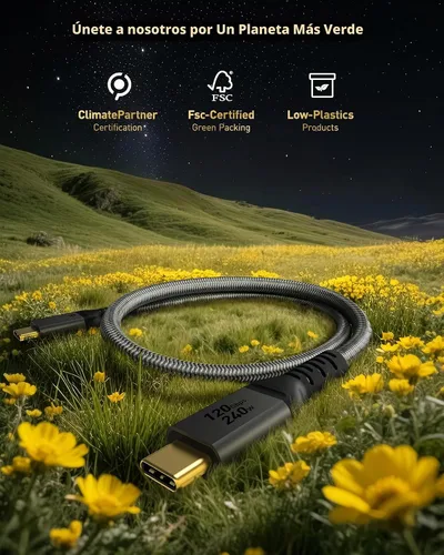 Vista 5 de Maxonar Cable Thunderbolt 5 de 1 pie de 80 Gbps, aumento de ancho de banda de hasta 120 Gbps, potencia de 240 W, pantalla dual de 8 K, compatible
