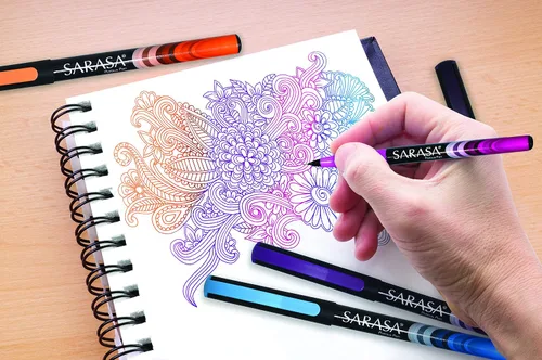 Vista 4 de Zebra Pen Sarasa Marcador de punta fina, punta de aguja, 0.8 mm, colores de tinta surtidos, paquete de 4 Variado