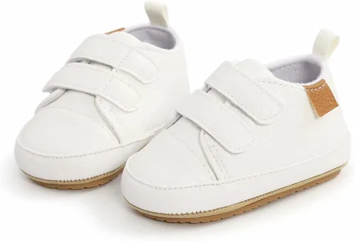 Vista 5 de GAISUMMI Zapatos para bebés niños y niñas, tenis de piel sintética para recién nacidos, suela de goma antideslizante, unisex, para niños pequeños