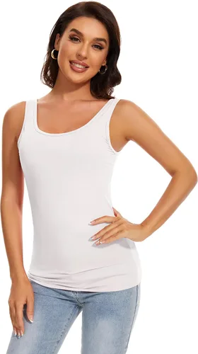 Vista 2 de MadHeart Camiseta básica ajustada sin mangas para mujer, atlética, ligera, para yoga