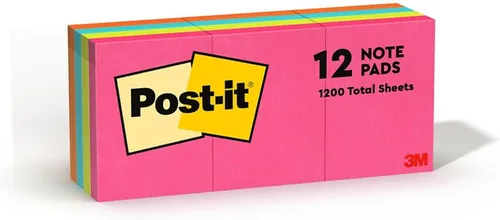 Vista 9 de Post-it 653AN Post-it Notes, 1-1/2 pulgadas x 2 pulgadas, 12/PK, 100 Sh/Pad, Ciudad del Cabo