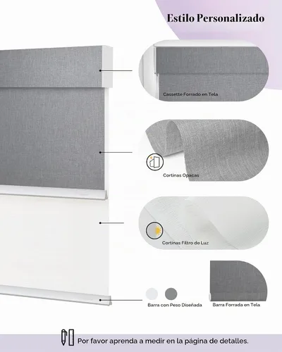Vista 6 de Graywind Persianas dobles motorizadas para ventanas, persianas dobles inteligentes opacas y filtrantes de luz, persianas motorizadas con control