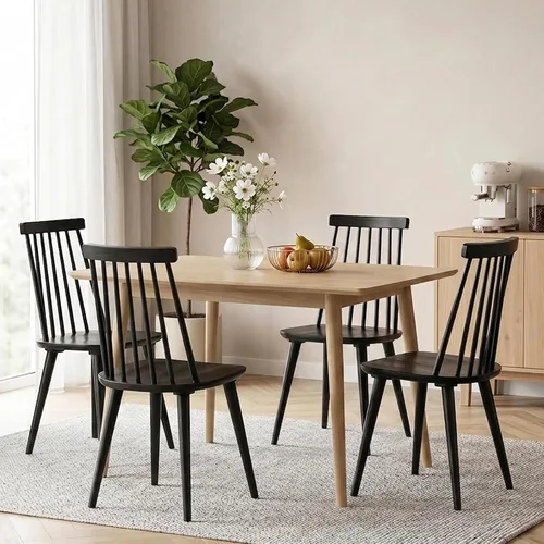 Vista 15 de DUHOME Juego de 2 Sillas de Comedor de Madera Silla de Comedor Husillo Negro Lateral Cocina Habitación Sillas de Granja Campestre Negro