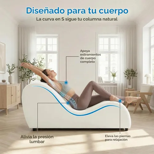 Vista 3 de Mjkone Tumbona de yoga de terciopelo para interiores, color beige