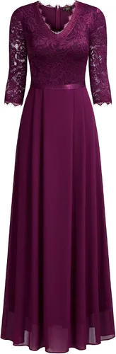 Vista 3 de MISSMAY - Vestido largo, de encaje floral, formal, para mujer, con mangas 23