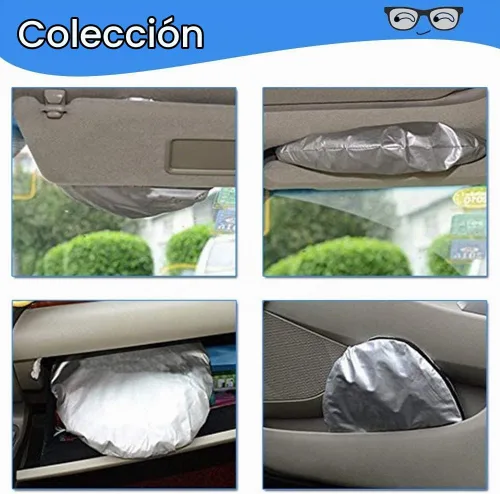 Vista 5 de HOMEYA Parasol para parabrisas de automóvil, parasol automático de panda de dibujos animados plegable, protector de visera solar, reflector de rayos