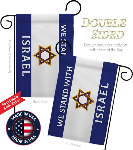Vista 3 de Israel Flag We Stand with Israel American Flags Pack Tapiz Wall Room - Póster al aire libre Bandera de Israelí Campsite Home Banner