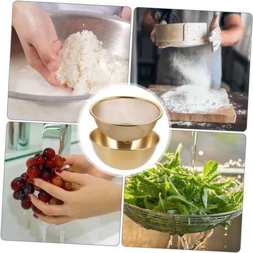 Vista 7 de Stainless Steel Fine Mesh Strainer with Anti-slip Flat Bottom Multi-functional Rice Washer and Vegetable Fruit Washing Basket for Kitchen Use Wire
