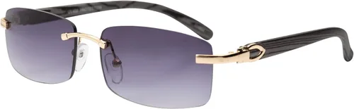 Vista 3 de Gafas de sol de aviador Elite Slim sin montura, rectangulares, metal y madera Paquete de 2: negro-humo