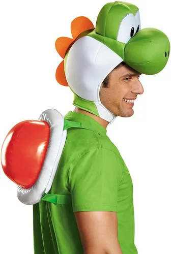 Vista 2 de Disfraz para hombre, kit de accesorios, Yoshi, adulto., talla única , Verde
