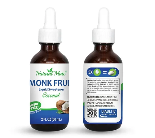 Vista 5 de Edulcorante líquido saborizado de fruta de monje optimizado con eritritol 2oz - Sabor a coco 1 paquete