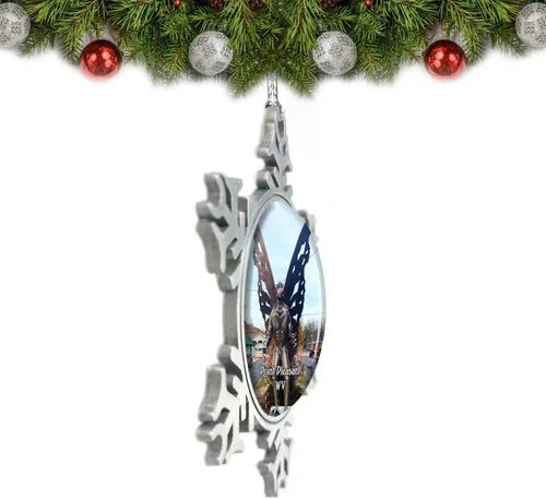 Vista 2 de Point Pleasant Mothman Museum West Virginia USA Adorno de Navidad Decoración de árbol de cristal Metal recuerdo regalo
