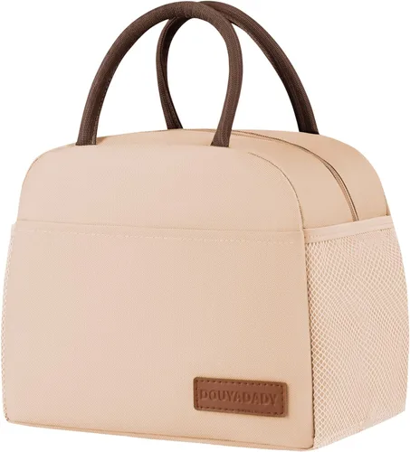 Vista 26 de douyadady Bolsa de almuerzo para mujeres/hombres, fiambrera mujeres/hombres (azul bebé+rayas blancas) Espacioso, ligero, impermeable, resistente