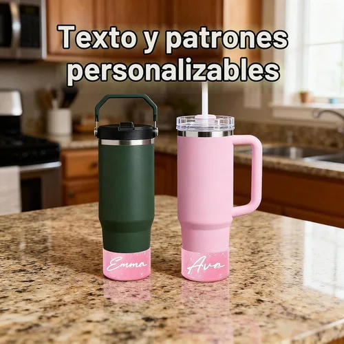 Vista 2 de Protector personalizado de silicona para bota Stanley Quencher Adventure de 40 onzas, 30 onzas, vaso IceFlow de 20 onzas y 30 onzas, accesorios