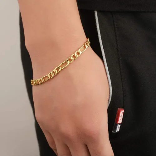 Vista 8 de WELRDFG WADSNHY Men Chain Jewelry 5mm6mm7mm Wide Stainless Steel Snake chain 18K Gold Plated Figaro Chain Set