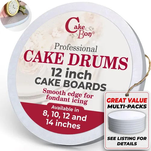 Vista 33 de Cakebon Tablas redondas para tartas – Tambores resistentes de 1/2 pulgada de grosor – Base profesional de 8 pulgadas para bordes totalmente