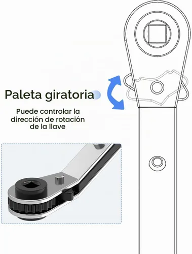 Vista 5 de Llave de Servicio HVAC, Llave de Trinquete Curva de Refrigeración 3/8" 1/4" 5/16" 3/16" Herramienta de Trinquete AC Ullnosoo con Adaptador de Boca