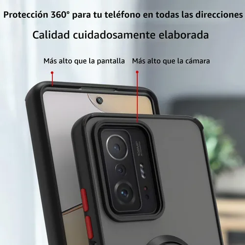 Vista 3 de QUIETIP Funda compatible con Xiaomi 11T y 11T Pro con protector de pantalla, TPU + policarbonato duro a prueba de golpes, anillo magnético para Negro