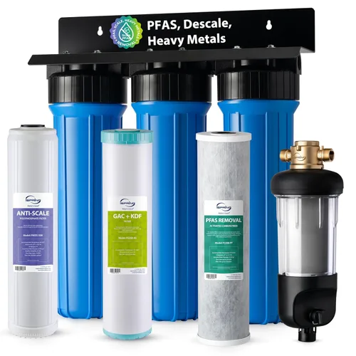 Vista 17 de iSpring Sistema de filtro de agua antiincrustante para toda la casa con filtros de agua de sedimentos, polifosfatos y bloques de carbono