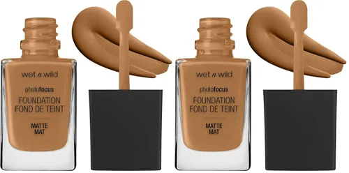 Vista 32 de wet n wild - Base líquida Photo Focus con acabado mate, vegana y libre de crueldad animal, color ámbar beige (Amber Beige)