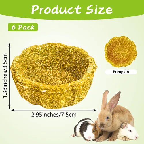 Vista 3 de Paquete de 6 juguetes masticables de conejo para dientes, juguetes Timothy - Cuenco comestible para masticar heno, golosinas molares para conejo