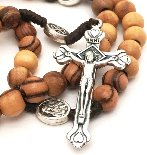 Vista 3 de Rosario en madera olivo. Rosario bendito de Belén, regalo religioso de Jerusalén