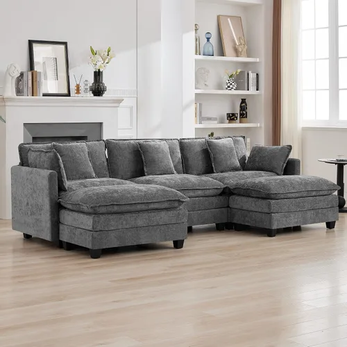 Vista 84 de Sofá modular en forma de nube de 113 pulgadas, sofás de asiento profundo de gran tamaño para sala de estar, sofá modular tapizado de chenilla