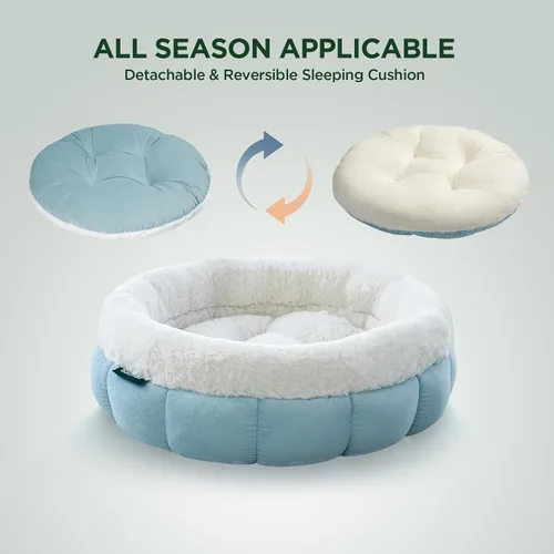 Vista 6 de BALANCE Camas para gatos de interior, Cama redonda lavable para gatos, Linda cama para gatitos con fondo antideslizante para gatito y cachorro, 18