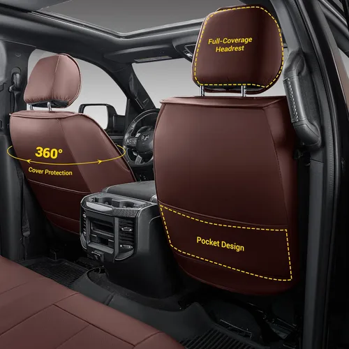 Vista 3 de OASIS AUTO Juego completo de fundas de asiento para Ram, compatibles con Ram 1500 (2009-2018) / Ram 2500 (2010-2018), fundas de asiento impermeables