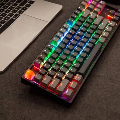 Vista 5 de Keychron K8 TKL Teclado mecánico para juegos inalámbricocon cable, 87 teclas, teclado compacto retroiluminado RGB iluminado, Gateron G Pro Brown