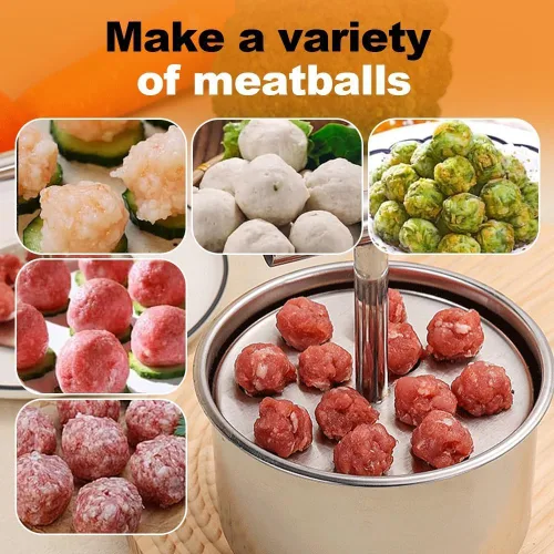 Vista 6 de Molde de albóndigas de acero inoxidable para cocina, prensa antiadherente de 6/12 agujeros para pavo uniforme, bolas de verduras y postres