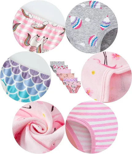 Vista 2 de Cadidi Dinos Little Girls' Soft Cotton Underwear Kids Cool Breathable Comfort Panty Briefs Toddler Undies(Pack of 6)