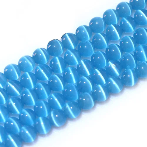 Vista 13 de GEM-Inside - Cuentas sueltas de ojo de gato de 0.236 pulgadas (0.236 in), redondas, de cristal azul ácido, cuentas de energía para fabricación
