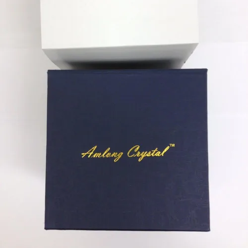 Vista 2 de Amlong Crystal Flor de loto de cristal con caja de regalo, 5 pulgadas, transparente