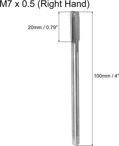 Vista 2 de uxcell Grifo de rosca métrica M7 x 0.5 H2 3.937 in extra largo recto flauta rosca rosca fresadora roscado roscado herramienta de reparación