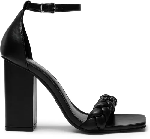 Vista 2 de DREAM PAIRS - Sandalias de tacón cuadrado para mujer, con tira trenzada de tobillo y punta abierta, zapatos de tacón alto para fiestas, bodas