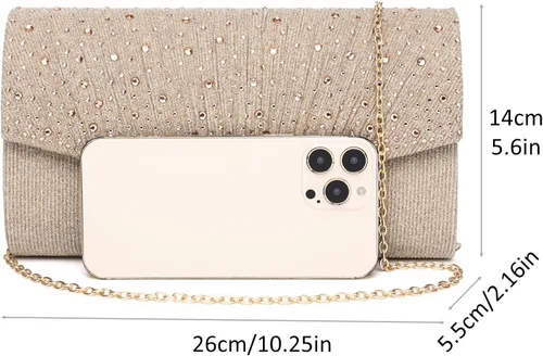 Vista 5 de Bolsos de noche para mujer con lentejuelas y purpurina para mujer bolso formal con sobre de diamantes de imitación para boda fiesta graduación