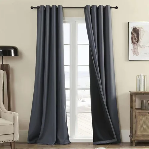 Vista 43 de Rutterllow - Cortinas 100% opacas, paneles de cortina con ojales, aislamiento térmico y bloqueo de luz para habitación y sala de estar