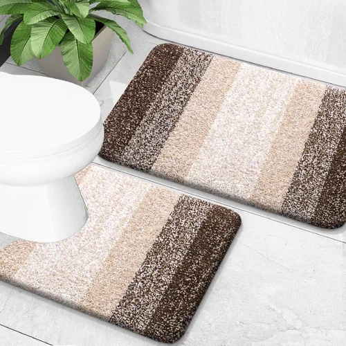Vista 82 de OLANLY - Juego de tapetes para baño de 2 piezas, de microfibra, suaves y absorbentes, antideslizantes, lavables a máquina y para secadora, felpudos