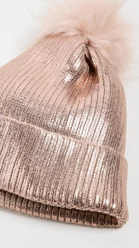 Vista 4 de Adrienne Landau Sombrero metálico para mujer con pompones
