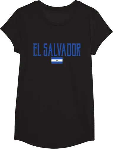 Vista 5 de Camiseta de texto azul con bandera de El Salvador, Negro, S