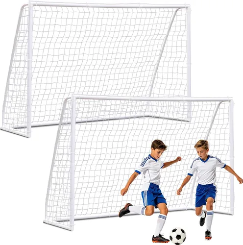 Vista 8 de ZENY Portería de fútbol portátil para patio trasero, 12 x 6 / 10 x 6.5 / 8 x 5 pies, red y marco de fútbol para niños y adultos para práctica