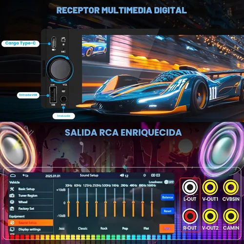Vista 5 de Estéreo de CarPlay de un solo DIN: Radio con pantalla táctil automática Android para autos clásicos Pantalla IPS de 6,5 pulgadas Navegación