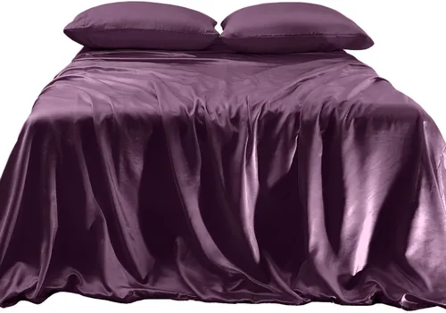 Vista 23 de Elegant Comfort Lujoso juego de sábanas de satén sedoso de 4 piezas, agradable para la piel y el cabello, resistente a las arrugas, la decoloración