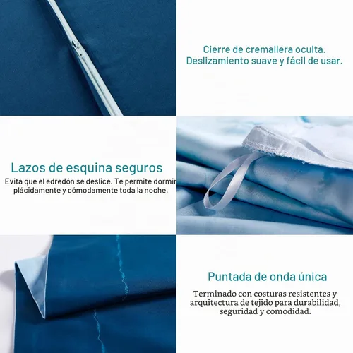 Vista 6 de MILDLY Juego de funda nórdica floral de mármol azul y verde acuarela 3