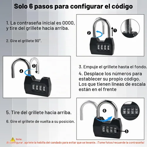 Vista 7 de Cerradura de combinación, cerradura combinada de moda de 4 dígitos, candado de combinación impermeable para exteriores, para vallas, casilleros