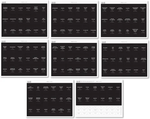 Vista 6 de Etiquetas de especias negras para frascos de vidrio, 148 etiquetas para tarros de especias, preimpresas, impermeables, rectangulares
