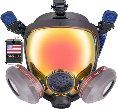 Vista 14 de Parcil Distribution Full Face Respirator Mask - Air Purifying, Organic Vapor & Particulate - Industrial Use - CE Tested